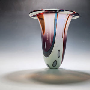 Contemporary  flow Glass vessel with rim