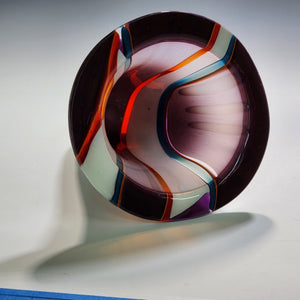 Contemporary  flow Glass vessel with rim