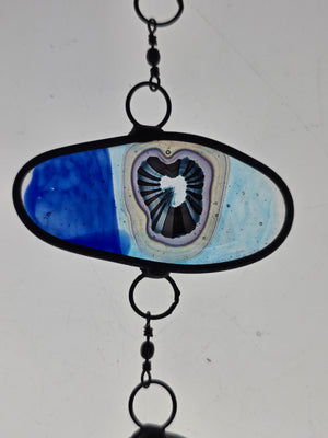 Tidal Axis  One-of-a-Kind Glass Chain Hanging Sculpture