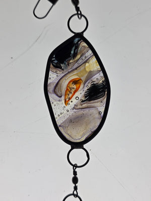 Tidal Axis  One-of-a-Kind Glass Chain Hanging Sculpture