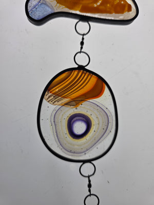 Amber Signal  One-of-a-Kind Glass Chain Hanging Sculpture