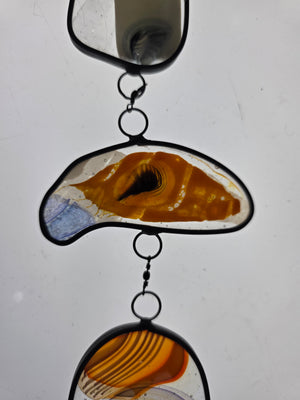 Amber Signal  One-of-a-Kind Glass Chain Hanging Sculpture