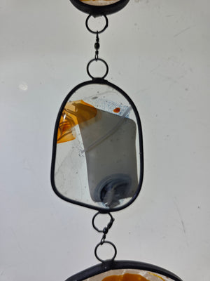 Amber Signal  One-of-a-Kind Glass Chain Hanging Sculpture