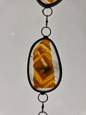 Amber Signal  One-of-a-Kind Glass Chain Hanging Sculpture