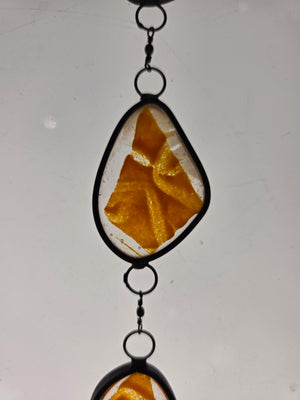 Amber Signal  One-of-a-Kind Glass Chain Hanging Sculpture