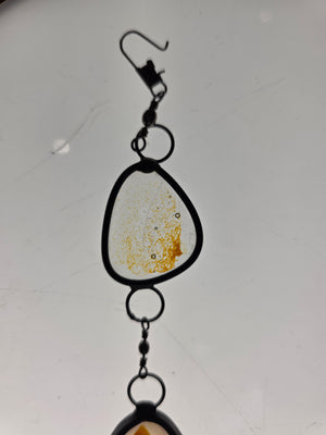 Amber Signal  One-of-a-Kind Glass Chain Hanging Sculpture