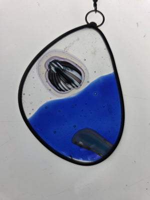 Blue Interval  One-of-a-Kind Glass Chain Hanging Sculpture