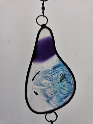 Blue Interval  One-of-a-Kind Glass Chain Hanging Sculpture
