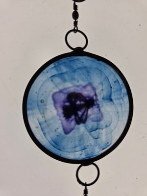Blue Interval  One-of-a-Kind Glass Chain Hanging Sculpture