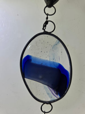 Blue Interval  One-of-a-Kind Glass Chain Hanging Sculpture