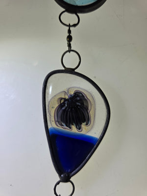 Blue Interval  One-of-a-Kind Glass Chain Hanging Sculpture