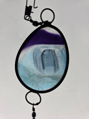 Blue Interval  One-of-a-Kind Glass Chain Hanging Sculpture