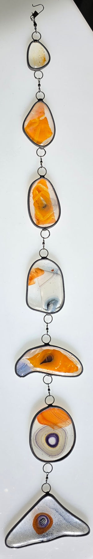 Amber Signal  One-of-a-Kind Glass Chain Hanging Sculpture