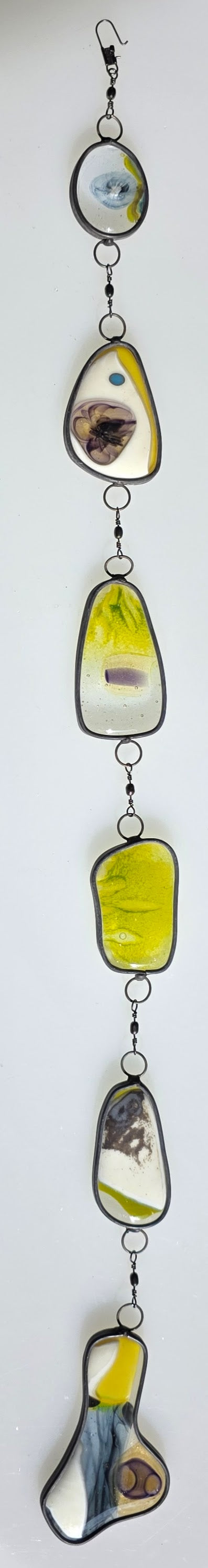Verdant Interval  One-of-a-Kind Glass Chain Hanging Sculpture