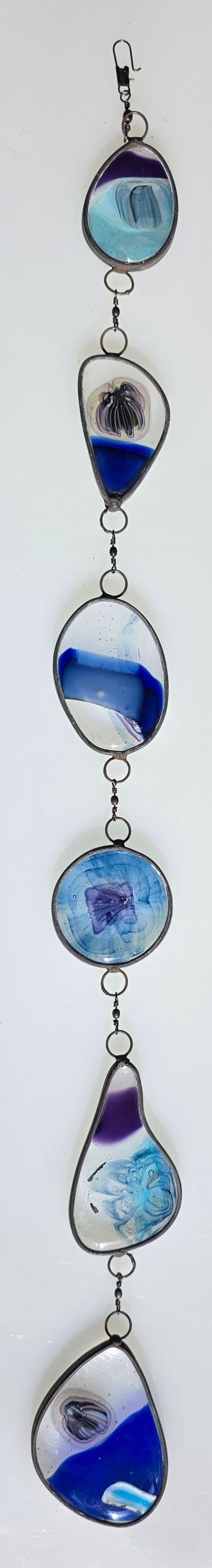 Blue Interval  One-of-a-Kind Glass Chain Hanging Sculpture