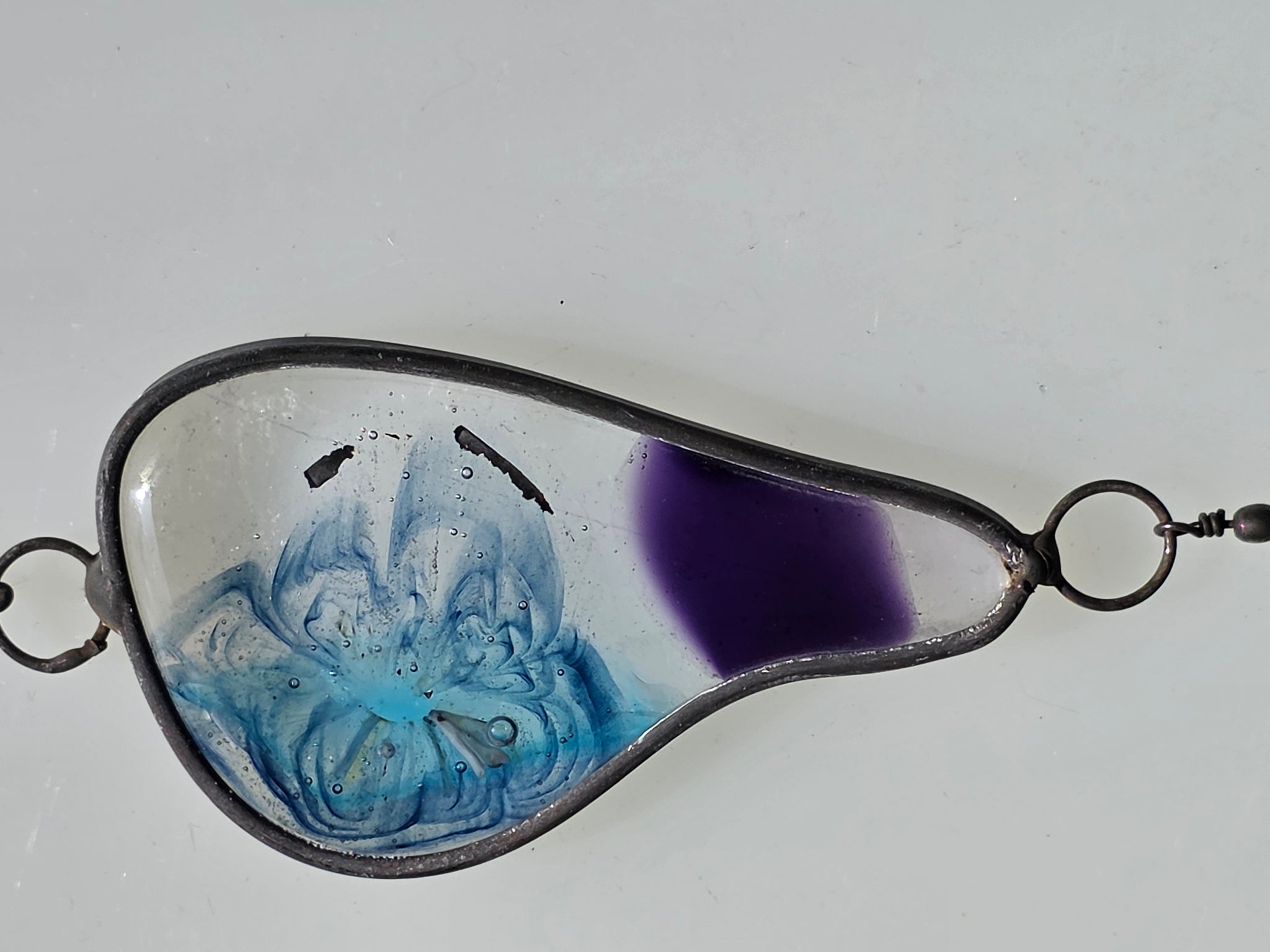 Blue Register  One-of-a-Kind Glass Chain Hanging Sculpture