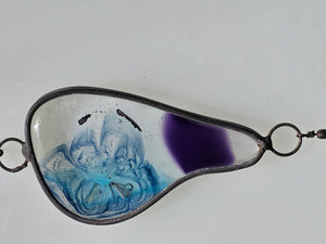 Blue Register  One-of-a-Kind Glass Chain Hanging Sculpture