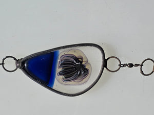 Blue Register  One-of-a-Kind Glass Chain Hanging Sculpture