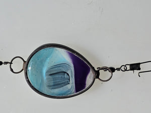 Blue Register  One-of-a-Kind Glass Chain Hanging Sculpture