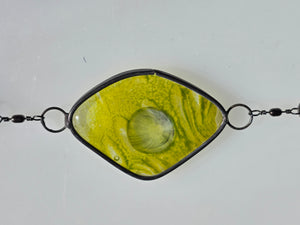 Chartreuse Passage  One-of-a-Kind Glass Chain Hanging Sculpture