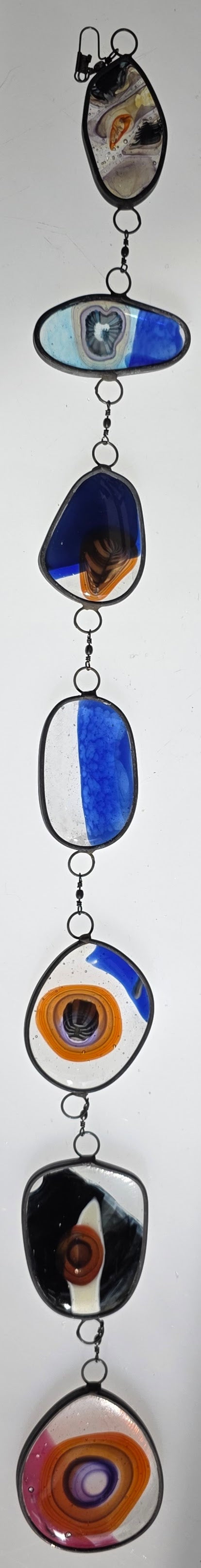 Tidal Axis  One-of-a-Kind Glass Chain Hanging Sculpture