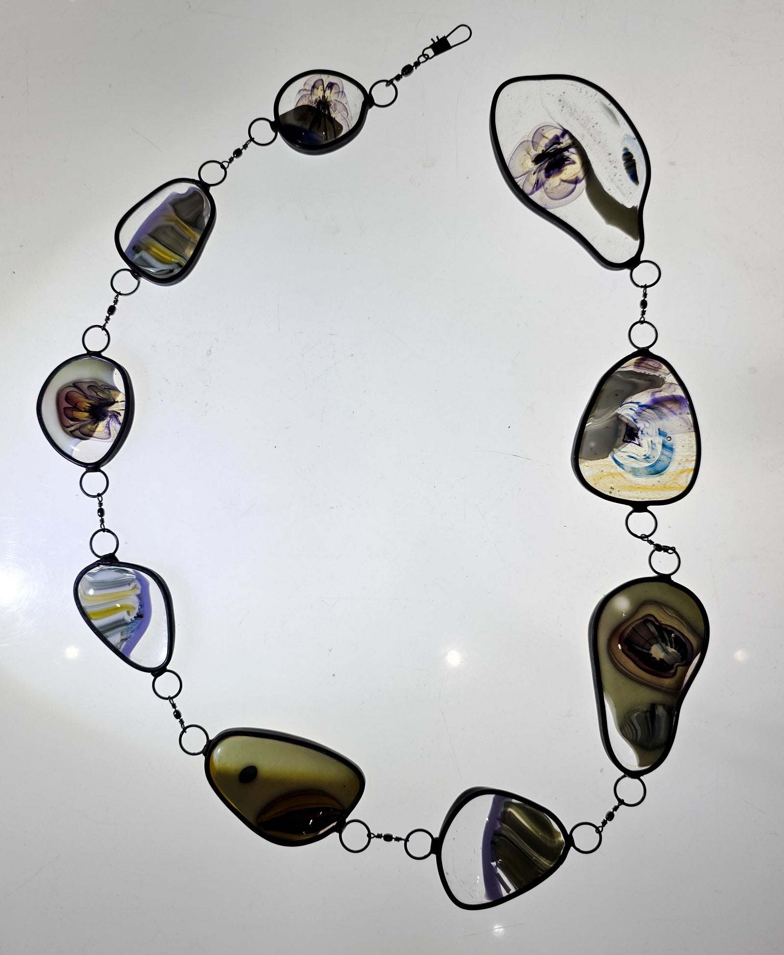 Quiet Bloom  One-of-a-Kind Glass Chain Hanging Sculpture