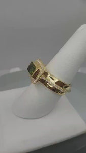 Custom 18k Gold ring with tourmaline and diamonds 