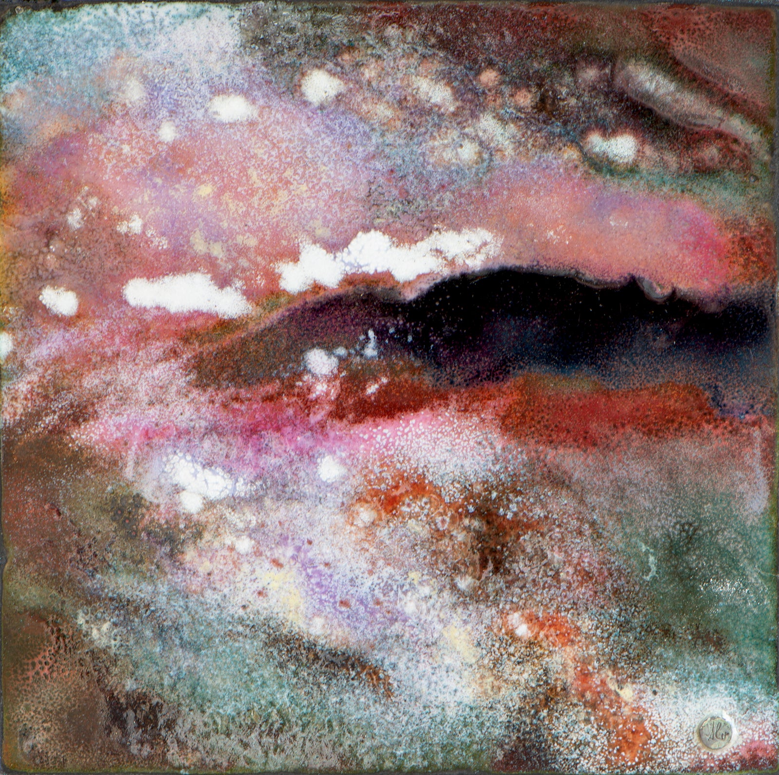 Berkshires in the Fall  6 x 6 enamel panel