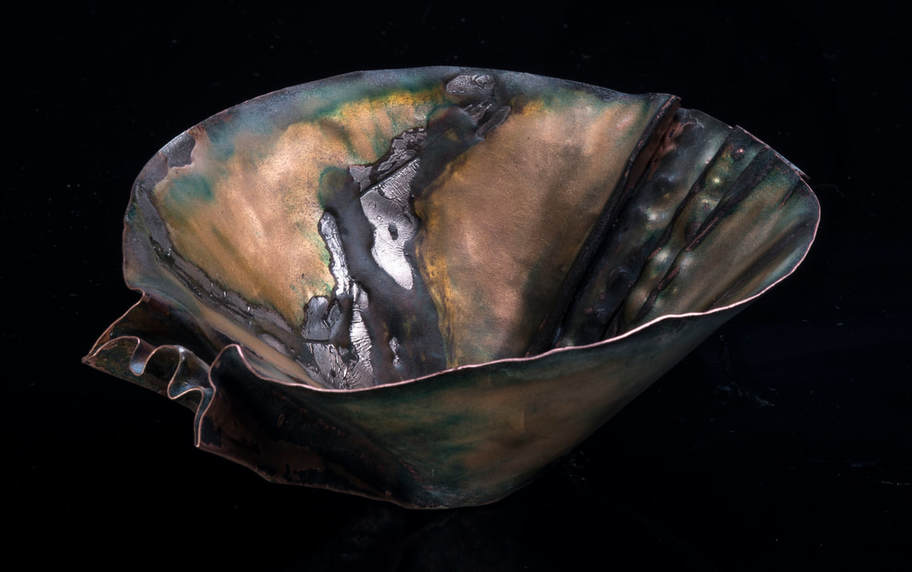 Fold-Formed Enamel on Copper Bowl
